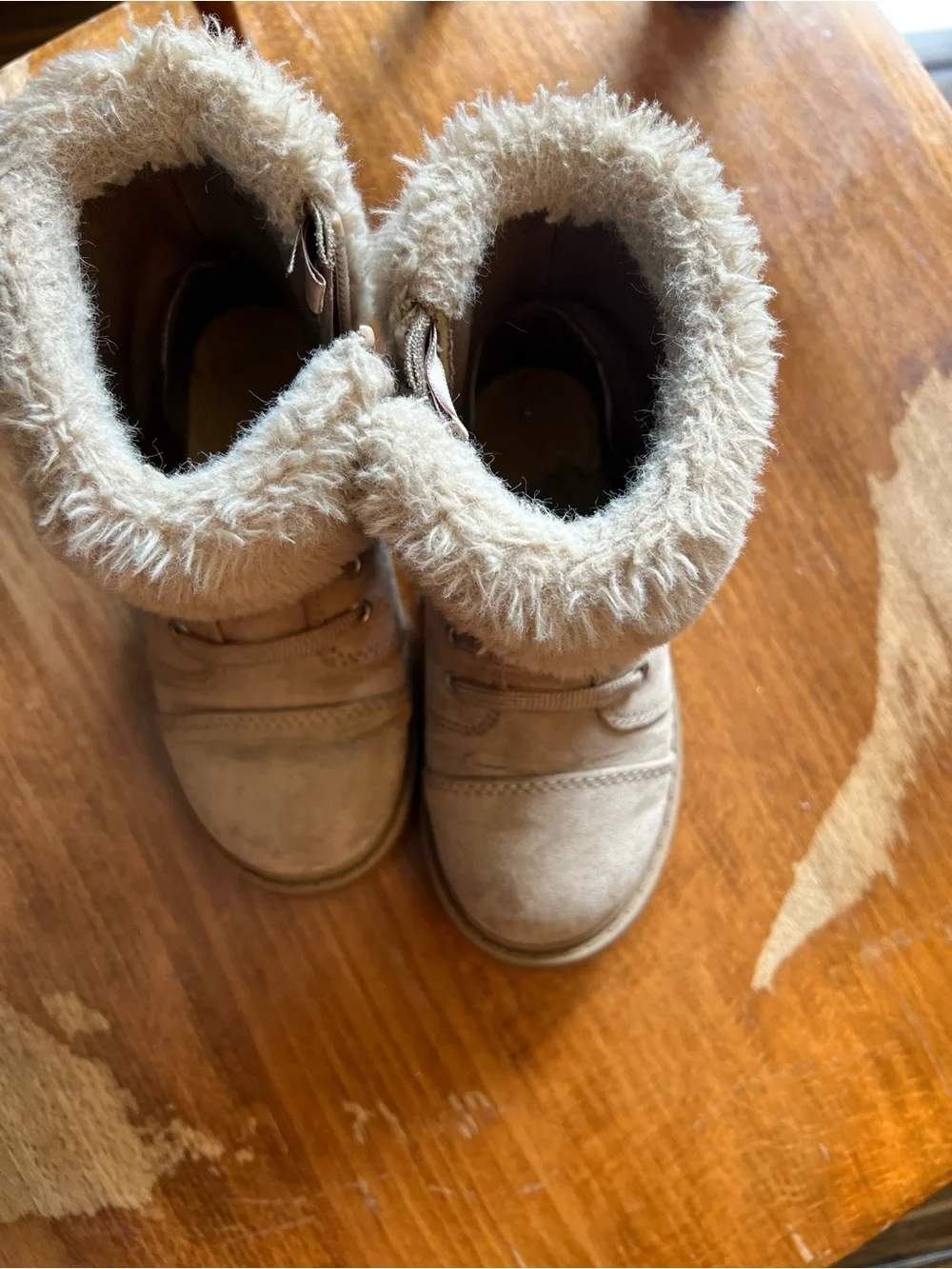 Kids Faux Fur Cuffed Winter Boots - Tan